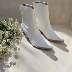 BRAND NEW Paneled Western White Bootie
